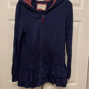 Evy’s tree zip top with ruffle hem large